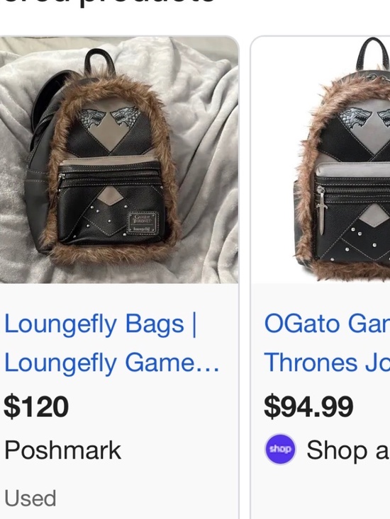RARE NWT Loungefly Game of Thrones House Stark Bag